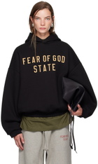 Fear of God ESSENTIALS Black Printed Logo Hoodie