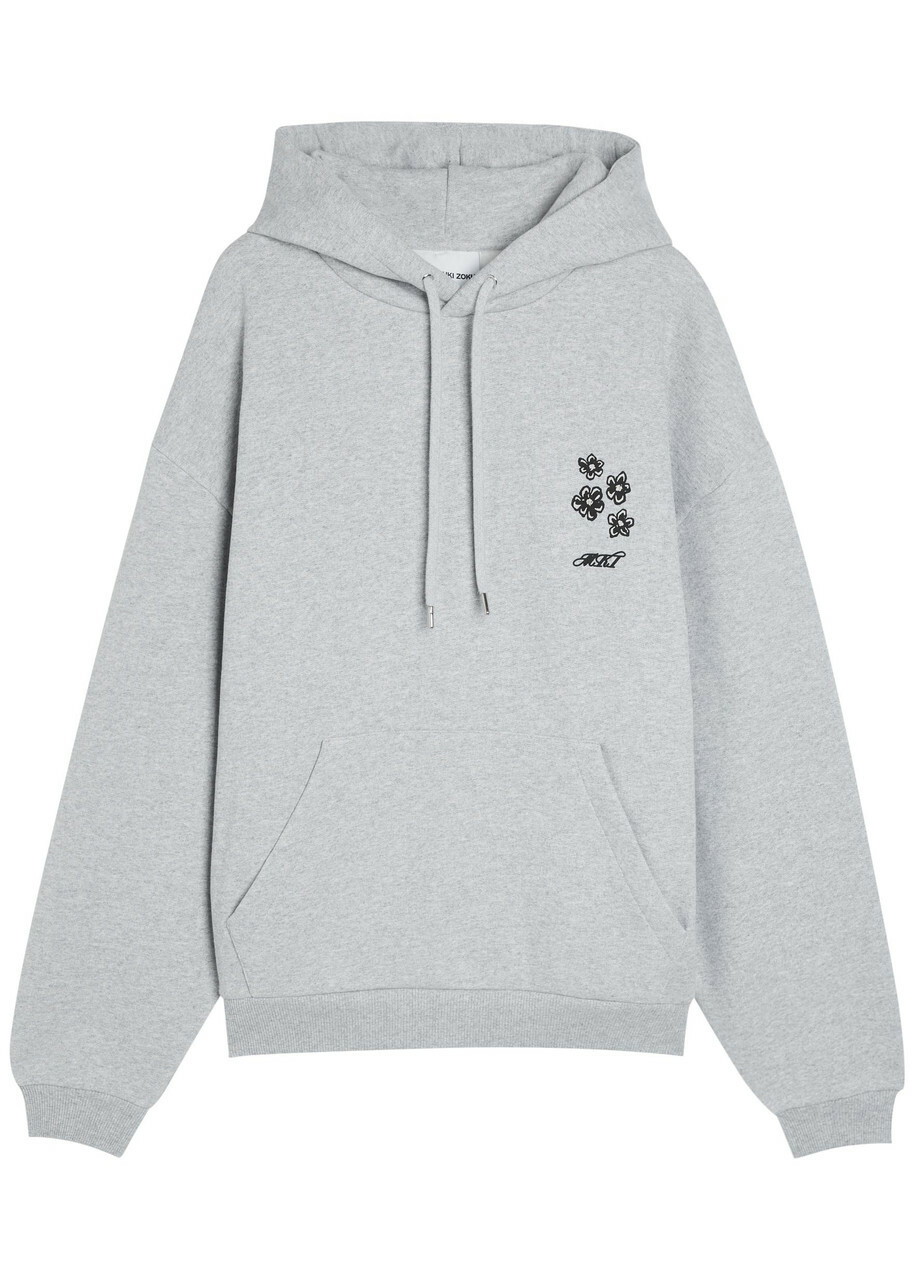 Mki Miyuki Zoku Hibiscus Hooded Cotton-blend Sweatshirt Grey