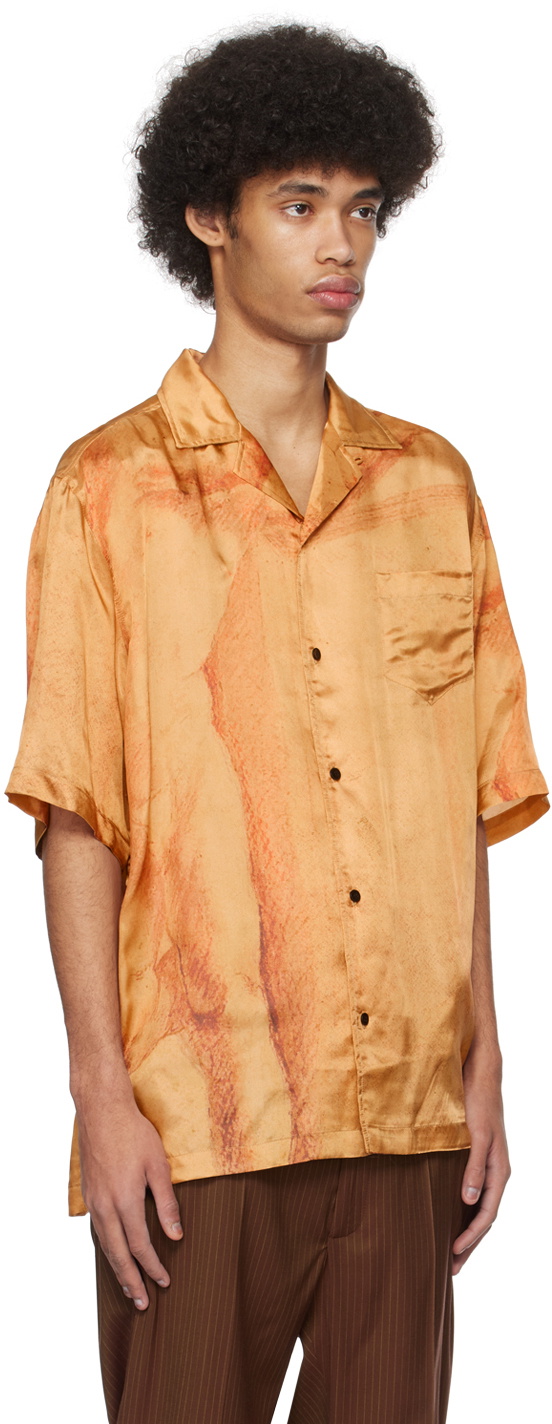 EGONlab Orange Open Spread Collar Shirt