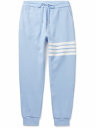 Thom Browne - Tapered Striped Waffle-Knit Cotton Sweatpants - Blue