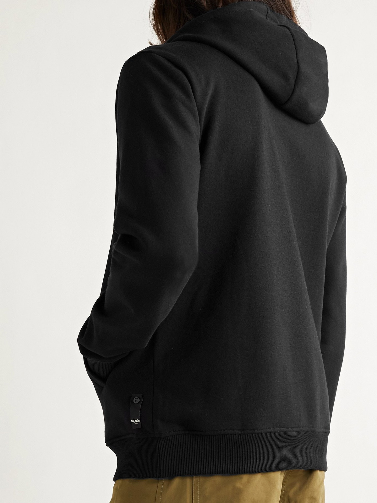 FENDI - Logo-Embroidered Fleece-Back Cotton-Jersey Zip-Up Hoodie 
