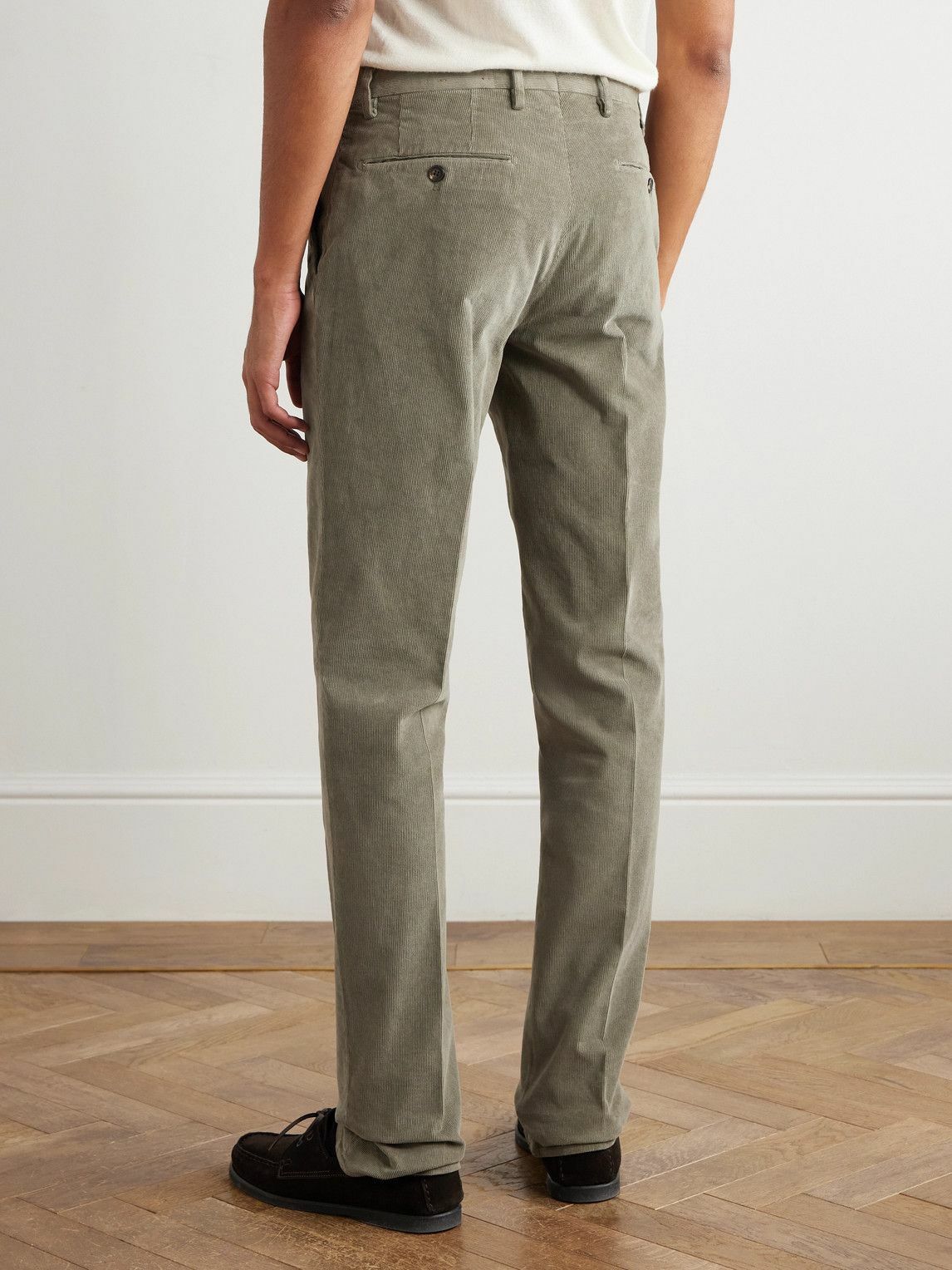 Incotex - Straight-Leg Cotton-Blend Corduroy Trousers - Green