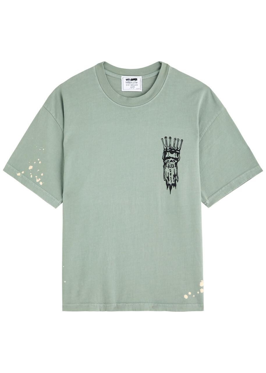 Warren Lotas Dark Feast Printed Cotton T-shirt Grey