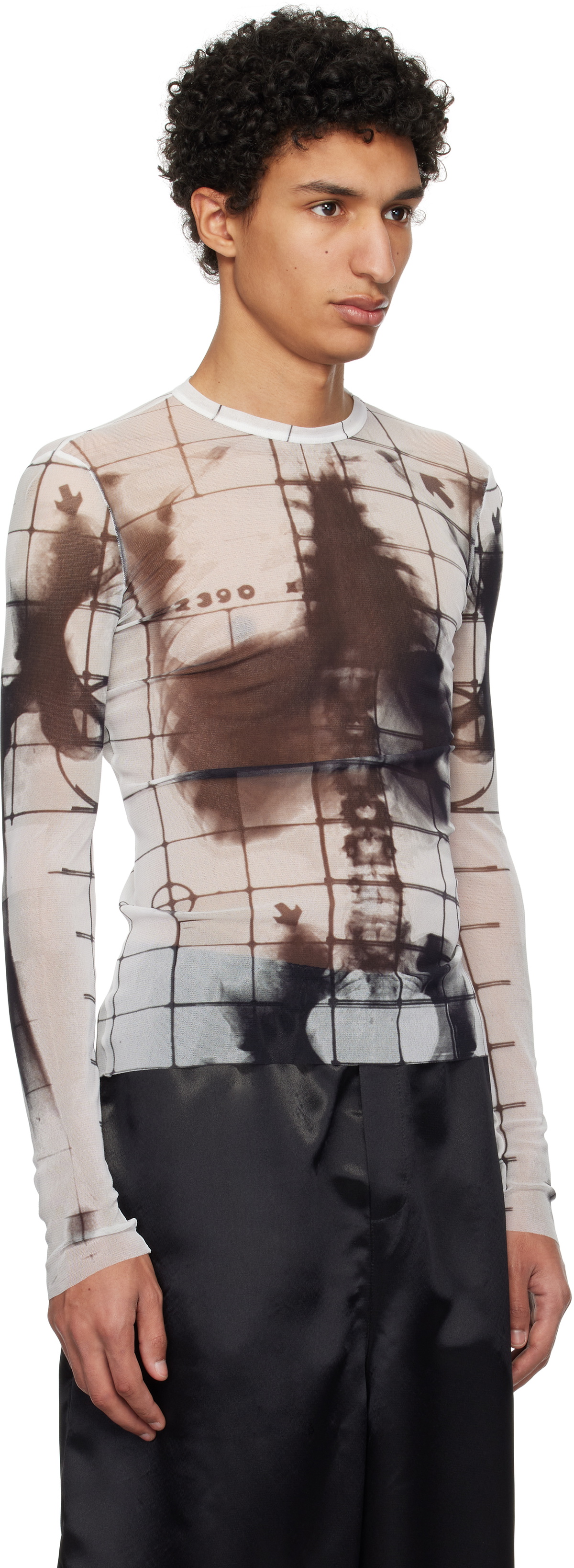 Jean Paul Gaultier White & Black 'The Squeletor' Long Sleeve Top