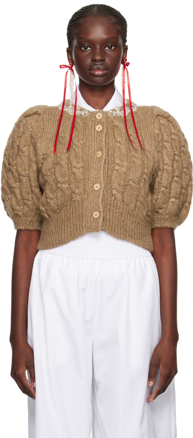 Simone Rocha Brown Crystal-Cut Cardigan Simone Rocha