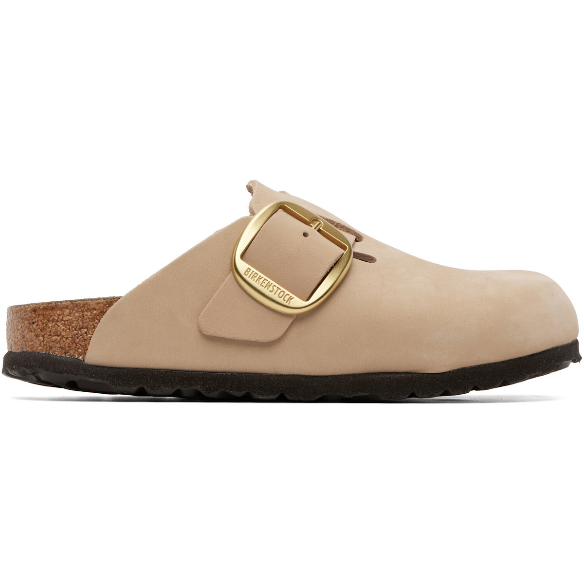 Birkenstock Beige Narrow Boston Big Buckle Nubuck Leather Loafers