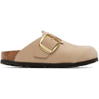 Birkenstock Beige Narrow Boston Big Buckle Nubuck Leather Loafers