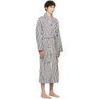 Tekla White & Navy Terry Classic Bathrobe