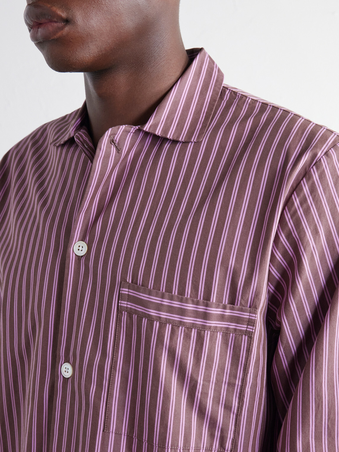 TEKLA - Striped Organic Cotton-Poplin Pyjama Shirt - Pink