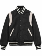 Golden Bear - The Hayes Leather-Panelled Wool-Blend Varsity Jacket - Black