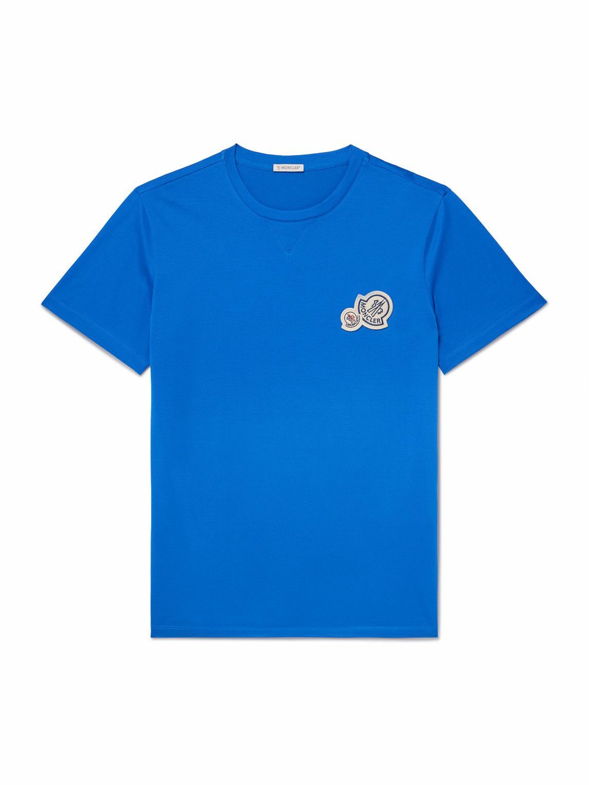 Moncler - Logo-Appliquéd Cotton-Jersey T-Shirt - Blue