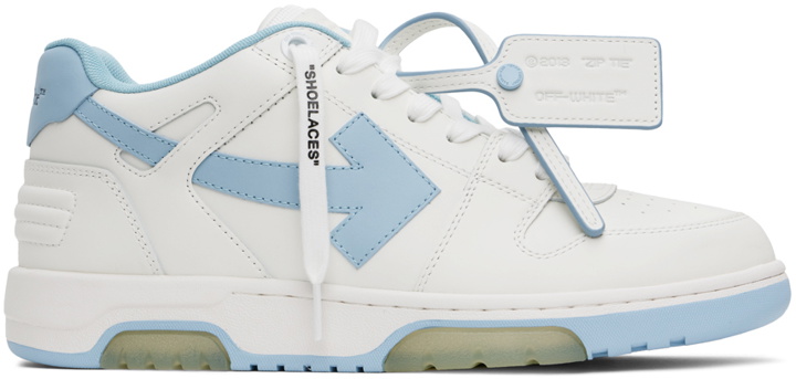 Photo: Off-White White & Blue Out Of Office Leather Sneakers