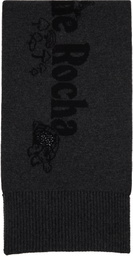 Simone Rocha Black & Gray Long Graphic Logo Knit Scarf
