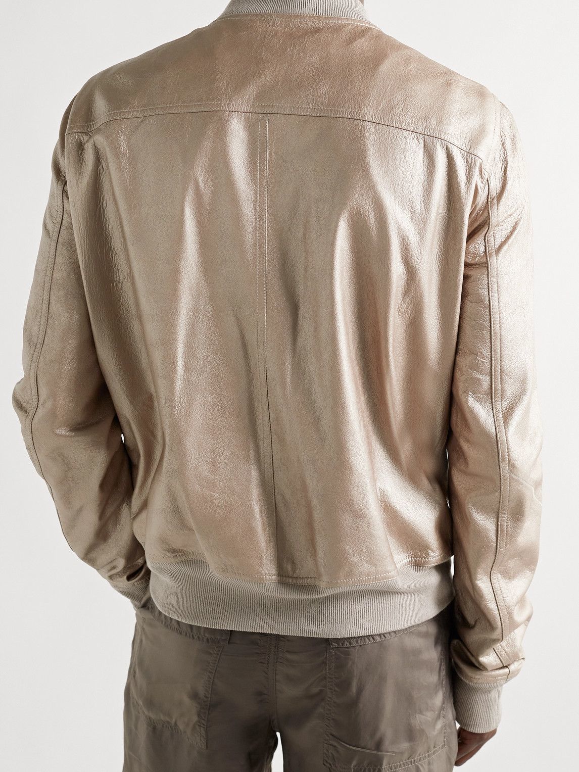 Rick Owens - Classic Flight Metallic Crinkled-Leather Bomber