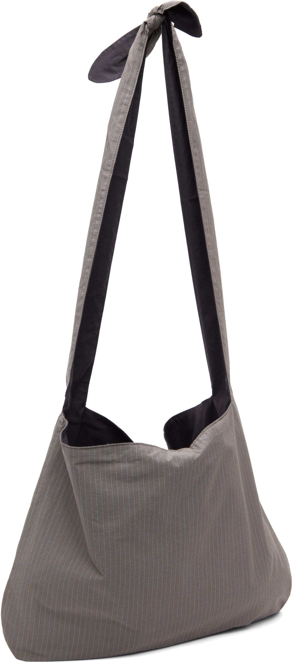 AMOMENTO Gray Stripe Large Shoulder Bag