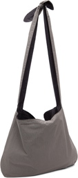 AMOMENTO Gray Stripe Large Shoulder Bag