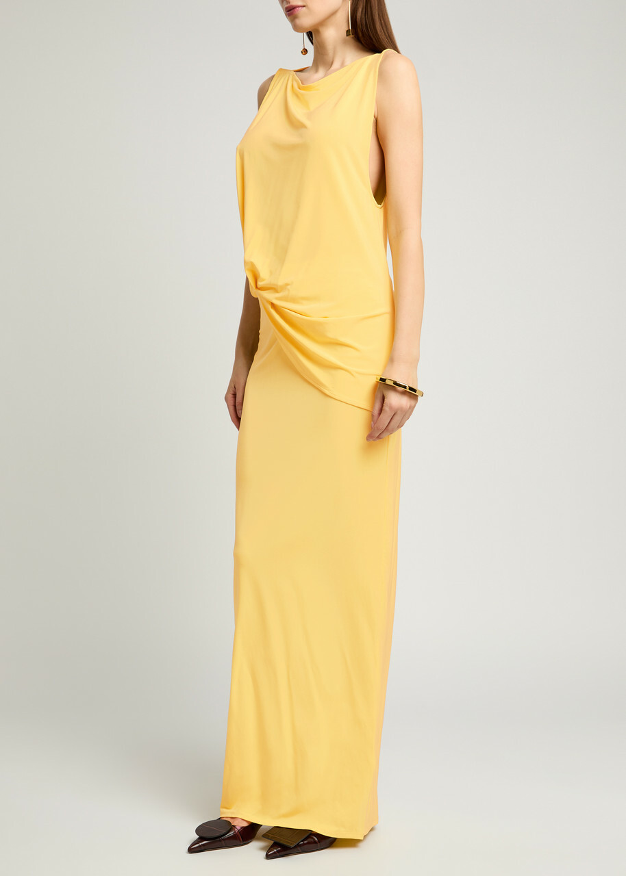 【関税&送料込み】Jacquemus 'La Robe Peplo' Yellow Long Dr Jacquemus La Robe Peplo Longue Jersey Maxi Dress Yellow