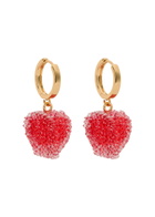 Crystal Haze Jelly Heart 18kt Gold-plated Hoop Earrings - Red - One Size