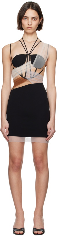 Photo: Nensi Dojaka Black Sacha Corset Sheer Drapes Minidress