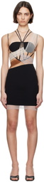 Nensi Dojaka Black Sacha Corset Sheer Drapes Minidress