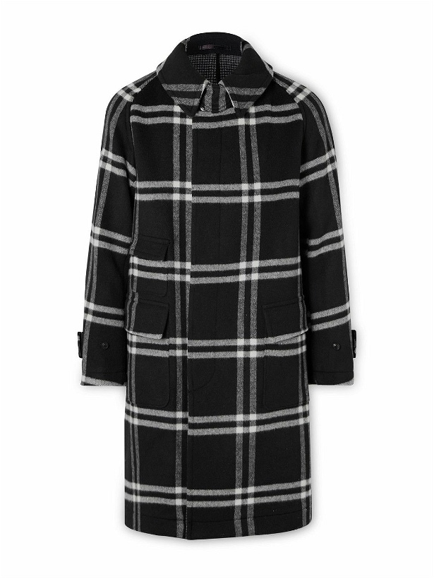 Photo: Kaptain Sunshine - Throwing Fits Checked Wool-Flannel Coat - Black
