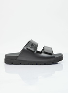 Prada Logo Plaque Leather Slides