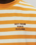 Drôle De Monsieur Le T Shirt Slogan Rayè Orange/Beige - Mens - Shortsleeves