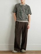 Wacko Maria - Logo-Embroidered Leopard Cotton-Jacquard Polo Shirt - Gray