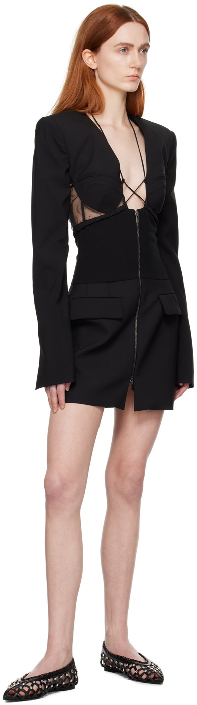 Nensi Dojaka Black Hybrid Jacket Minidress