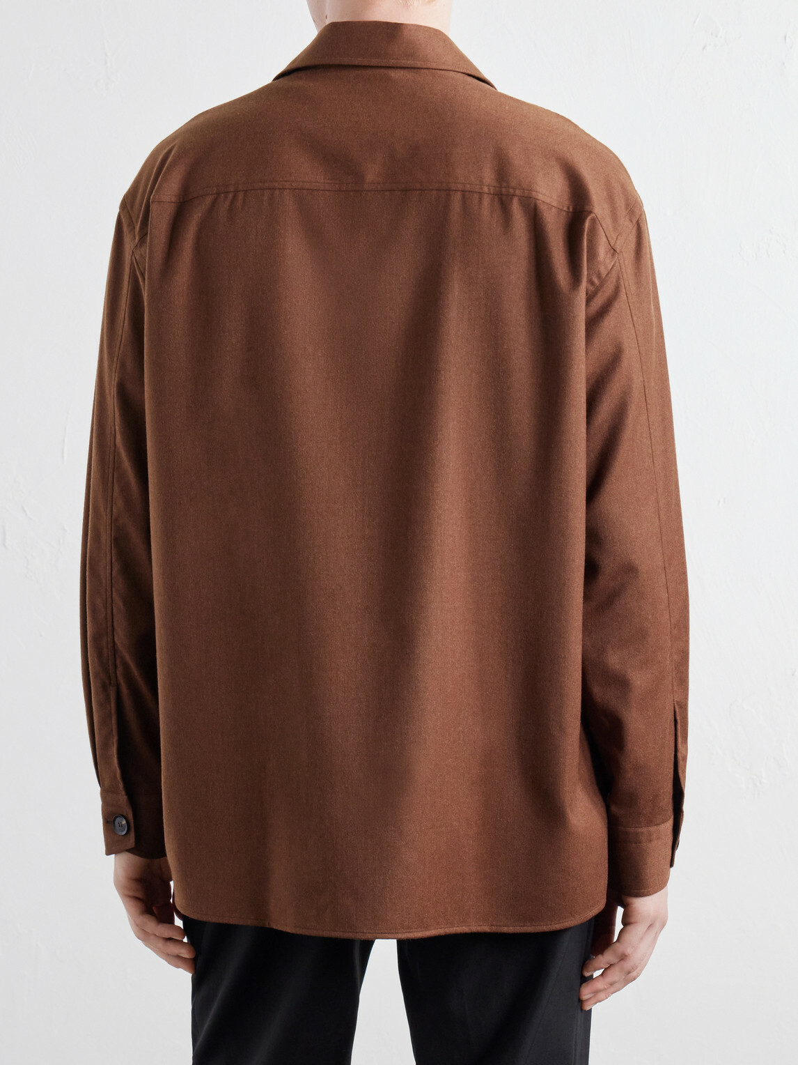 Brioni - Wool and Silk-Blend Twill Shirt - Brown