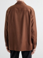 Brioni - Wool and Silk-Blend Twill Shirt - Brown