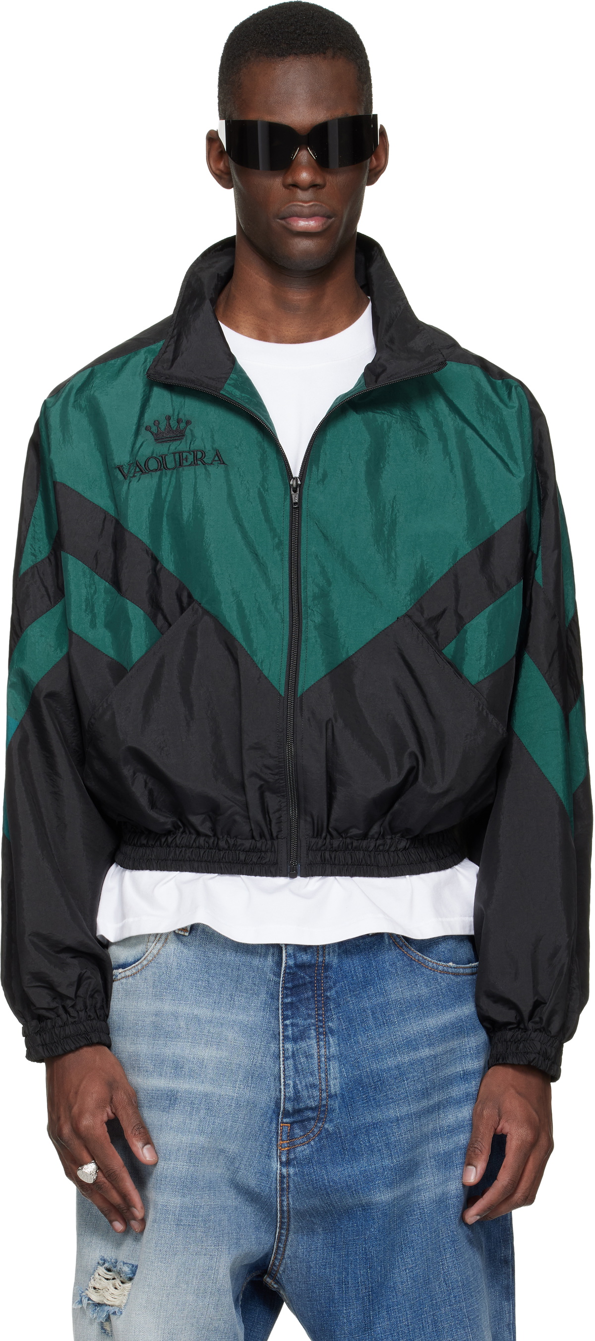 VAQUERAスローガンジャケット VAQUERA Black Oversized Moto Leather Jacket Vaquera