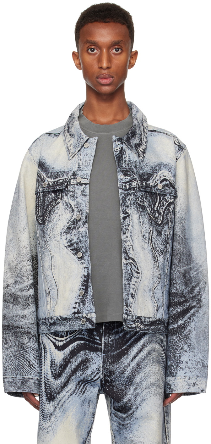 CAMPERLAB Blue Distorted Print Denim Jacket