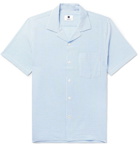 NN07 - Miyagi Camp-Collar Striped Seersucker Shirt - Light blue