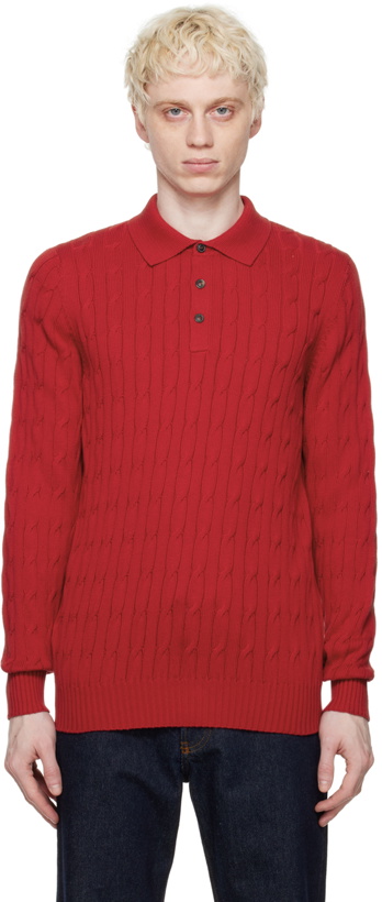 Photo: Ghiaia Cashmere Red Spread Collar Polo