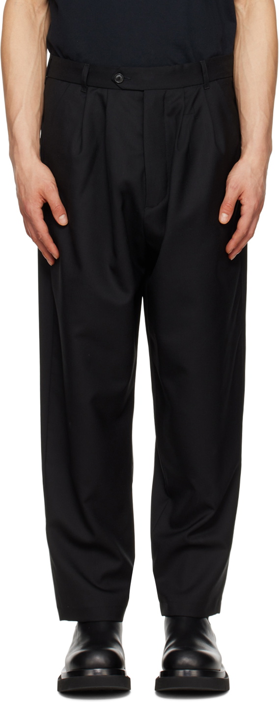 Lownn Black Two Pleat Trousers Lownn