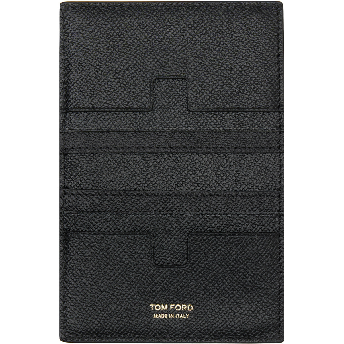 TOM FORD Black Small Grain Leather Folding Card Holder