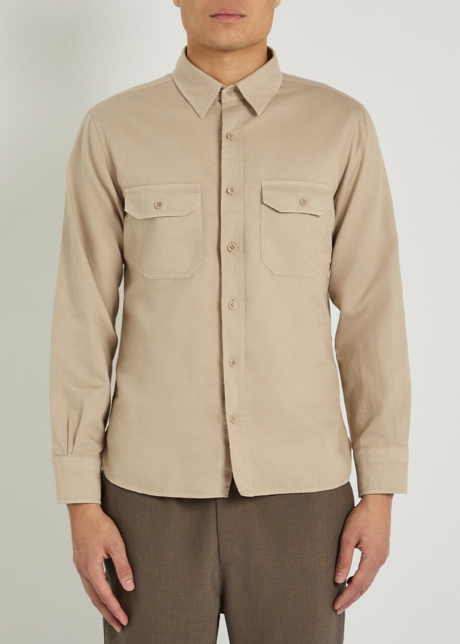 Tom Ford Cotton and Linen-blend Shirt Beige