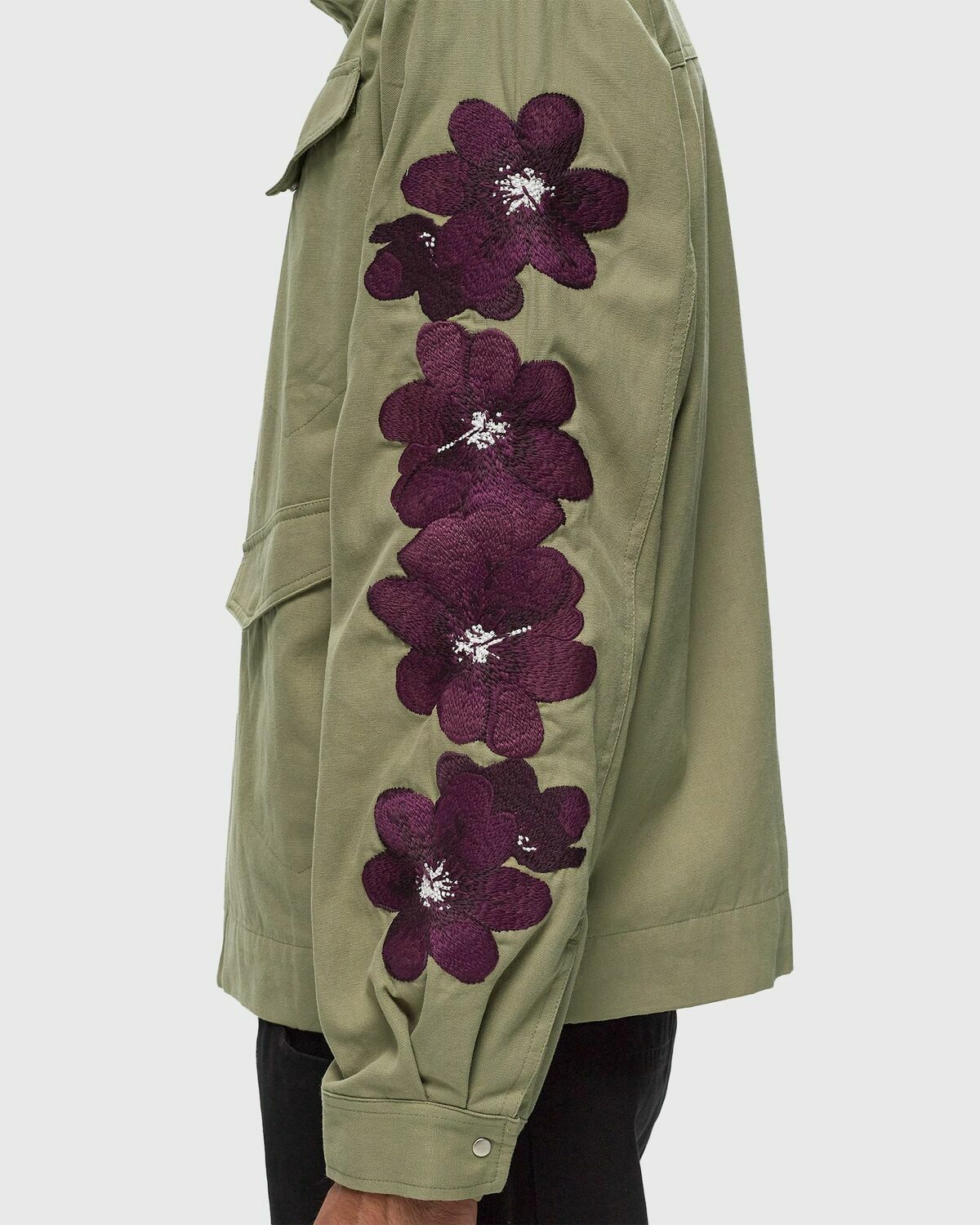 Arte Antwerp Crop Jacket Flowers Sleeve Green Windbreaker Arte Antwerp