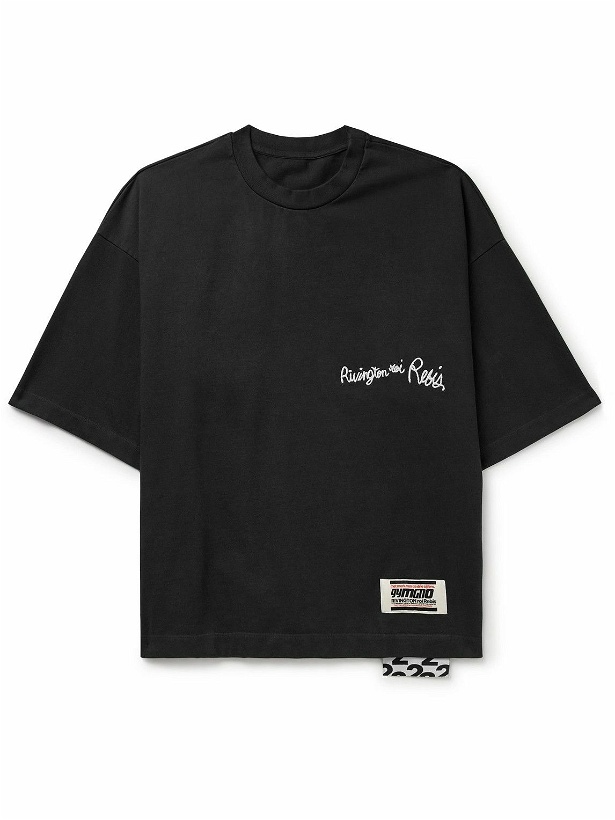 Photo: RRR123 - Laundry Bag Oversized Logo-Embroidered Cotton-Jersey T-Shirt - Black