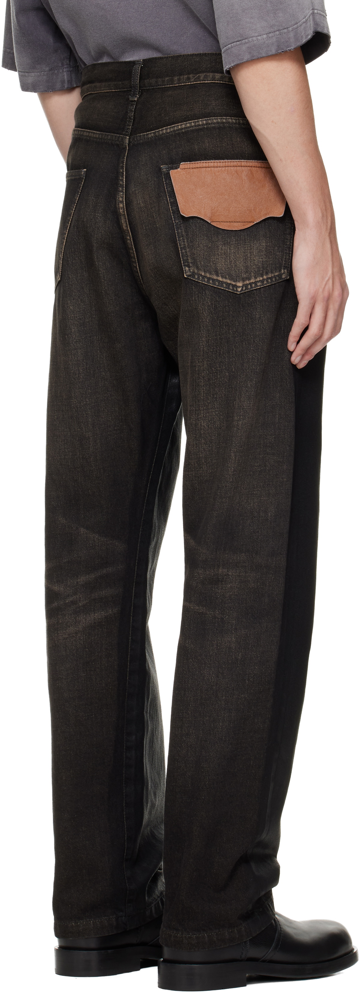 Maison MIHARA YASUHIRO Black Front Coated Denim Jeans