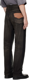 Maison MIHARA YASUHIRO Black Front Coated Denim Jeans