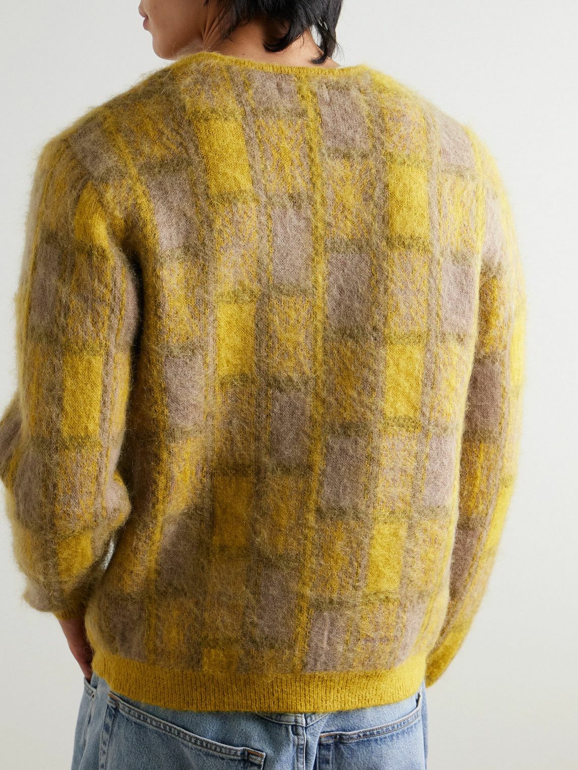 Beams Plus - Brushed Checked Jacquard Cardigan - Yellow