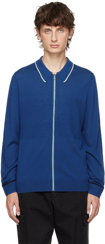 Photo: PS by Paul Smith Blue Zip Cardigan