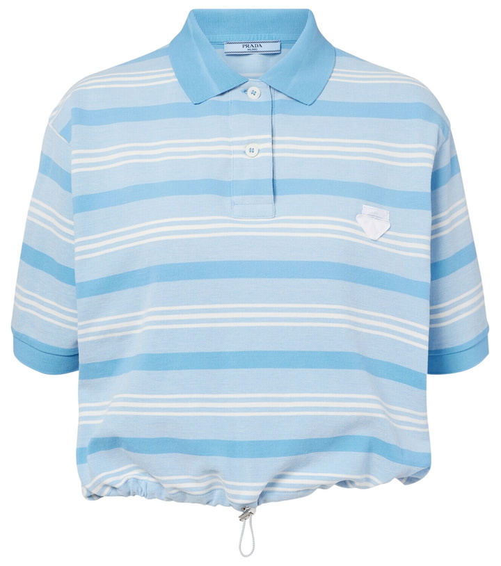 Photo: Prada Striped cropped cotton piqué polo shirt
