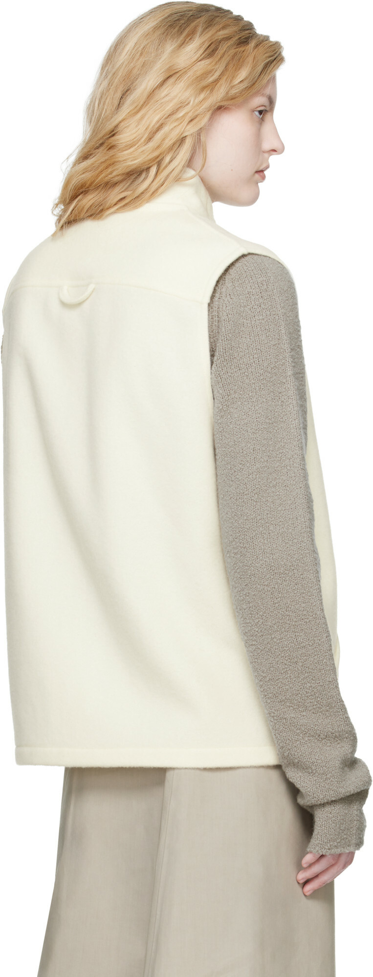 Rier Off-White Fleece Full Zip Vest