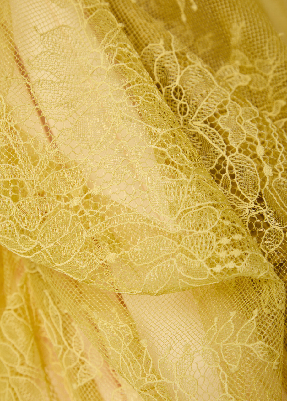 DE LA Vali Amora Scarf-effect Lace Gown Yellow