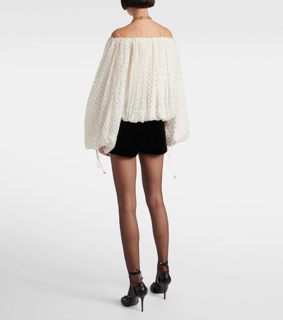 Chloé Polka-dot jacquard silk-blend mousseline top