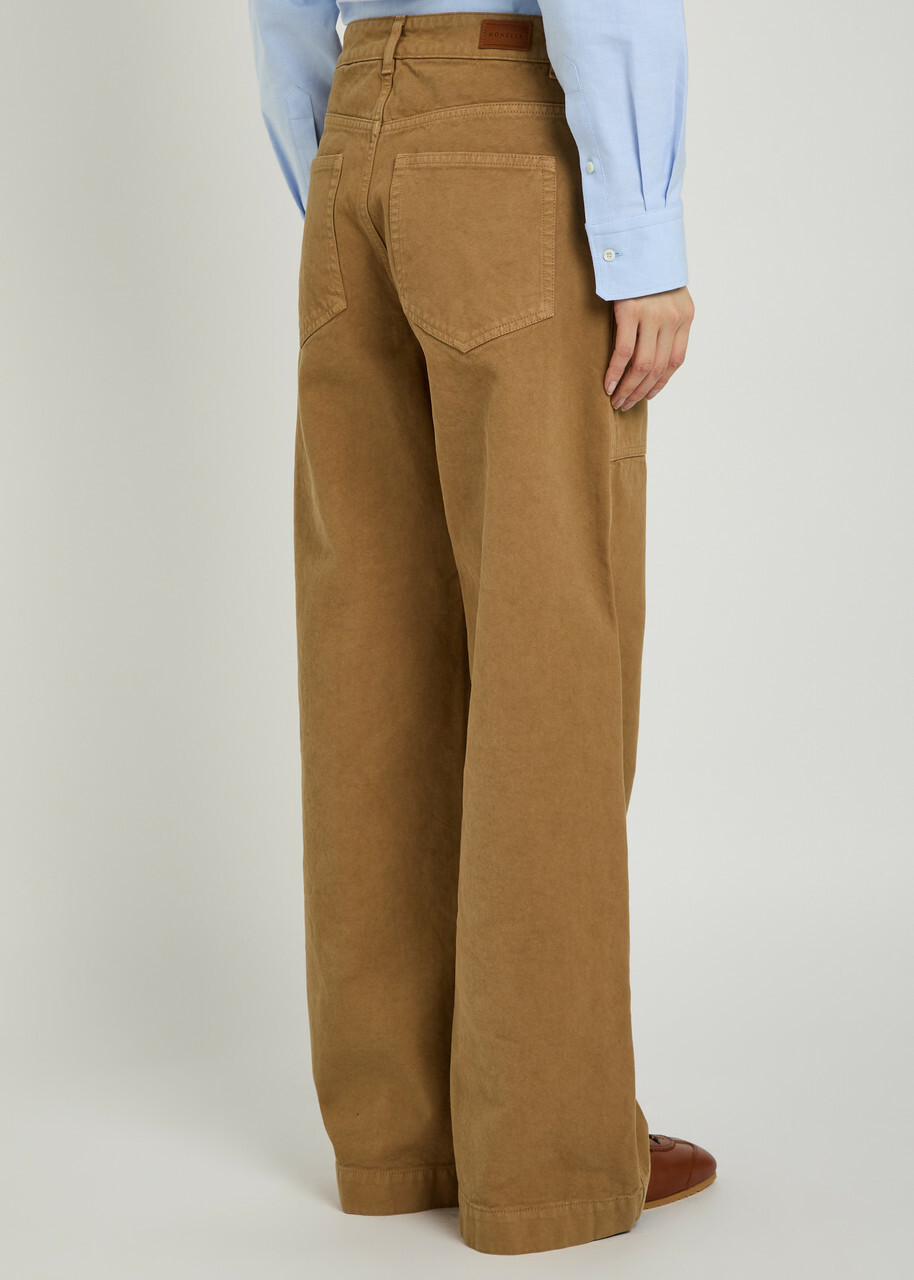 Moncler Wide-leg Canvas Trousers Brown