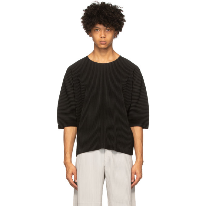 Homme Plisse Issey Miyake Black Pleated T-Shirt Homme Plisse Issey